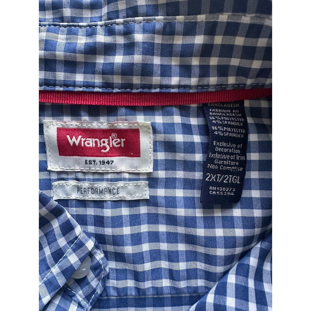Wrangler Performance Gingham Check Button Down Sh… - image 4